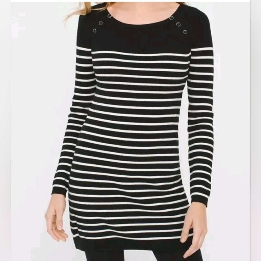💜🩷White House Black Market Striped Sweater Tunic Top Size XS💜